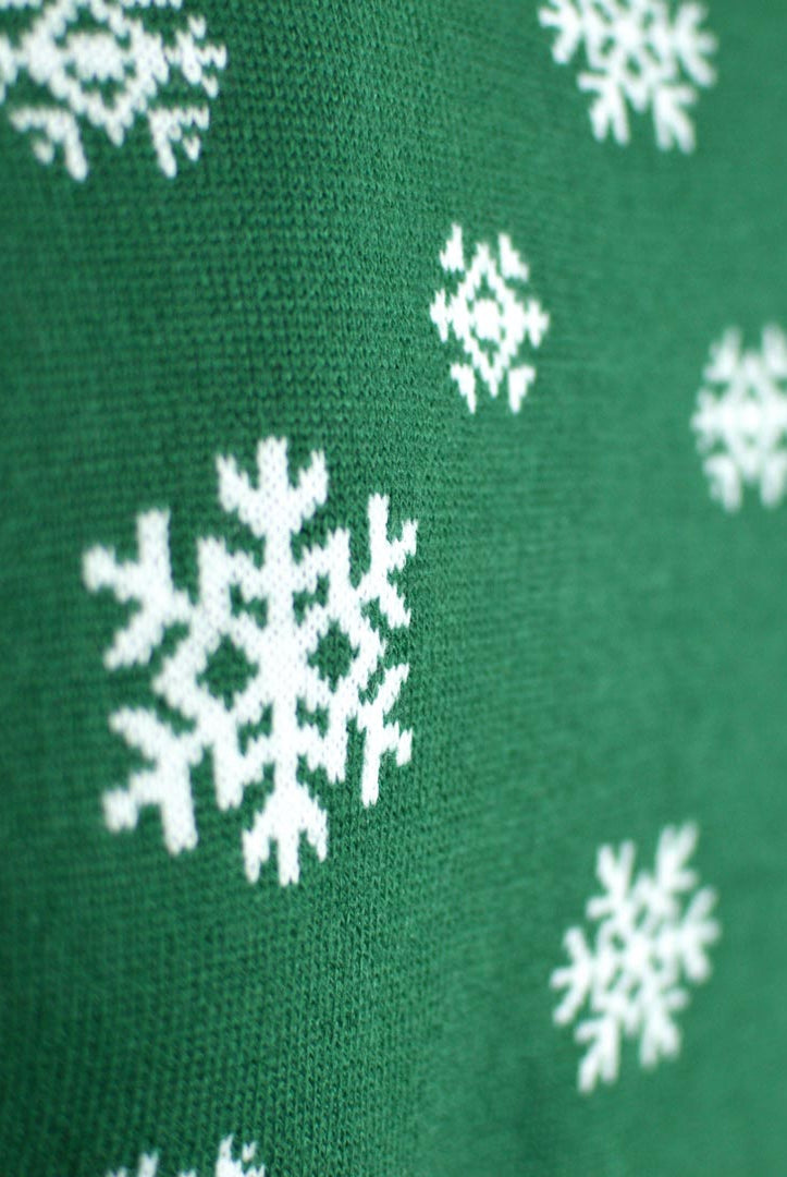 Suéter de Navidad para Mujer Verde Holly Jolly Lentejuelas detalle Nieve