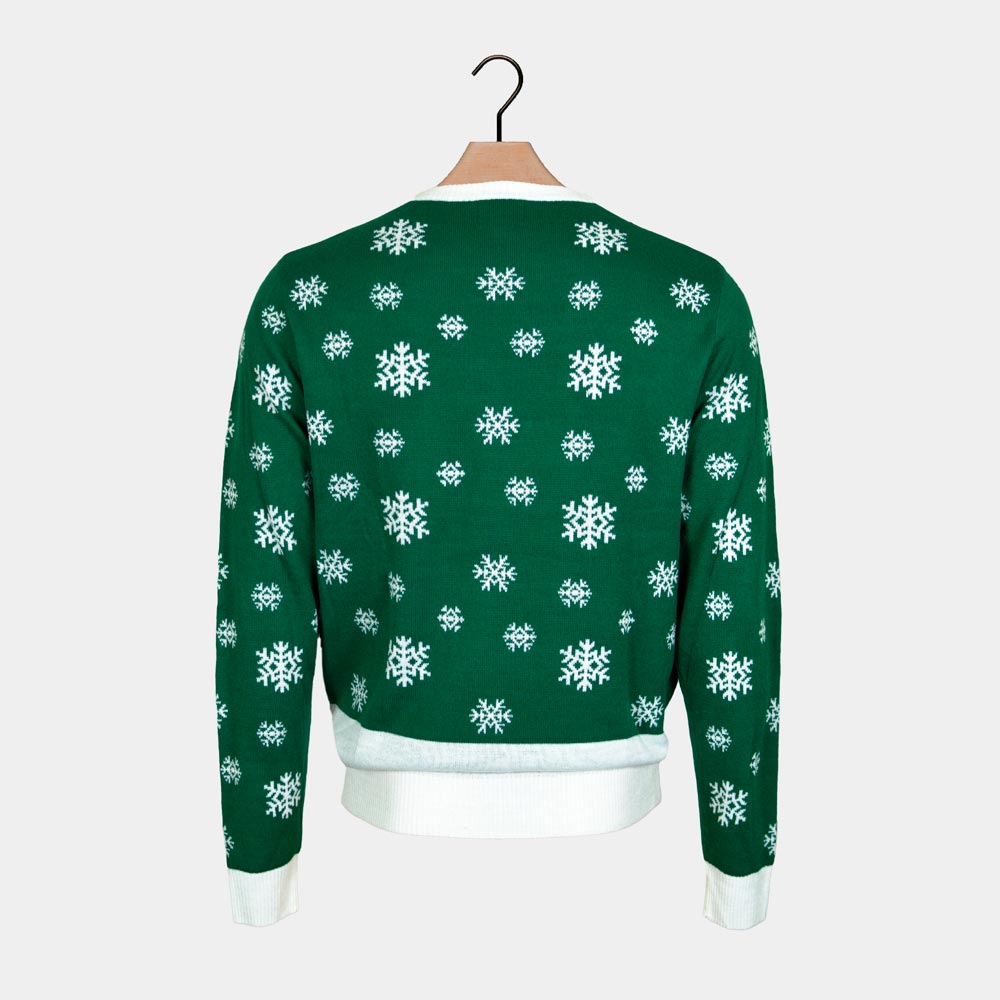 Suéter de Navidad para Mujer Verde Holly Jolly Lentejuelas Espalda