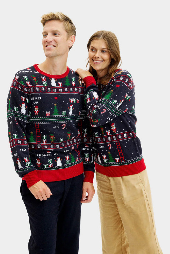 Suéter de Navidad para Mujer Vintage Gaming Pareja