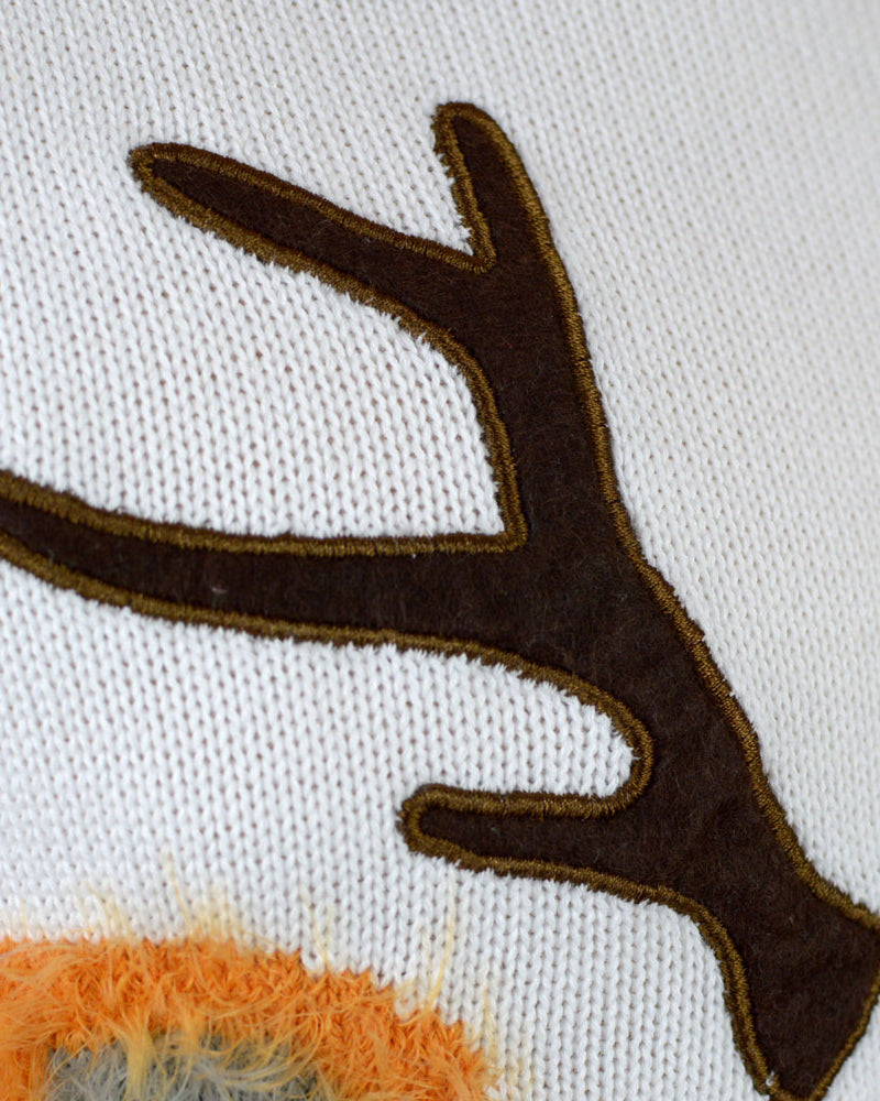 Suéter de Navidad para Niña y Niño Blanco con Reno 3D Peludo Cuernos