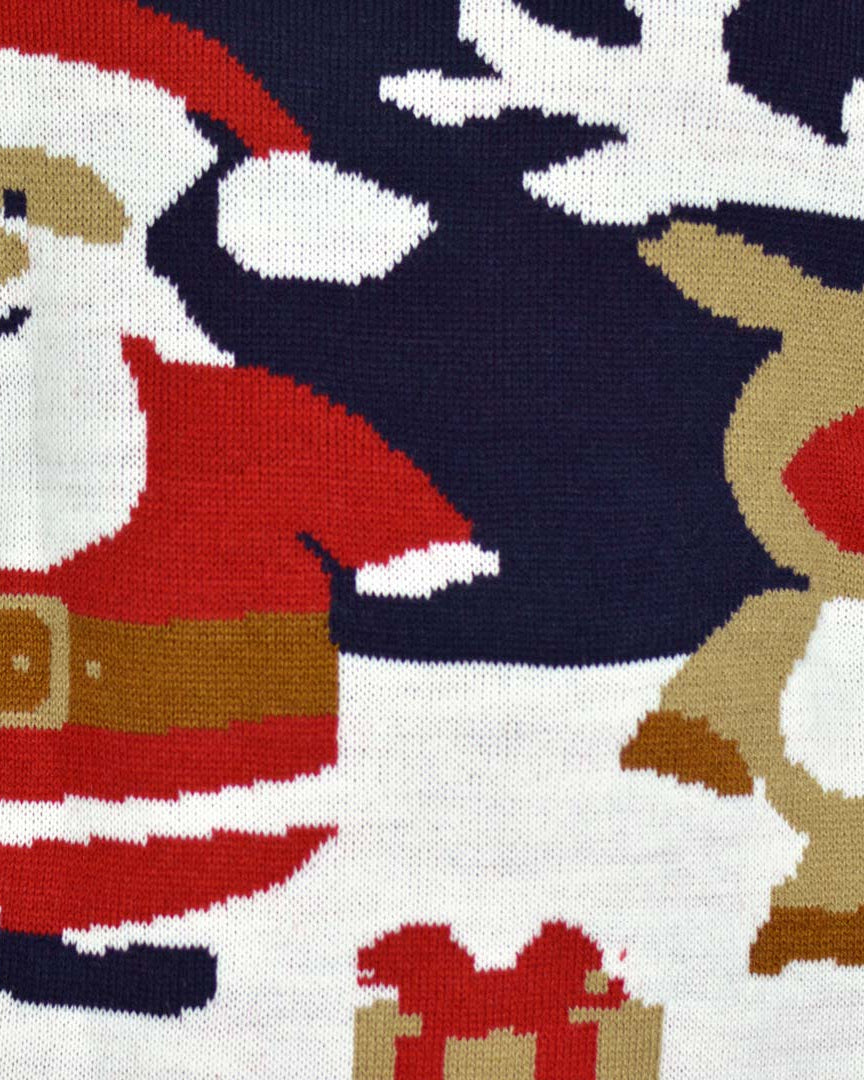 Suéter de Navidad Niña y Niño Papá Noel Reno Rudolph Algodón Orgánico Detalle