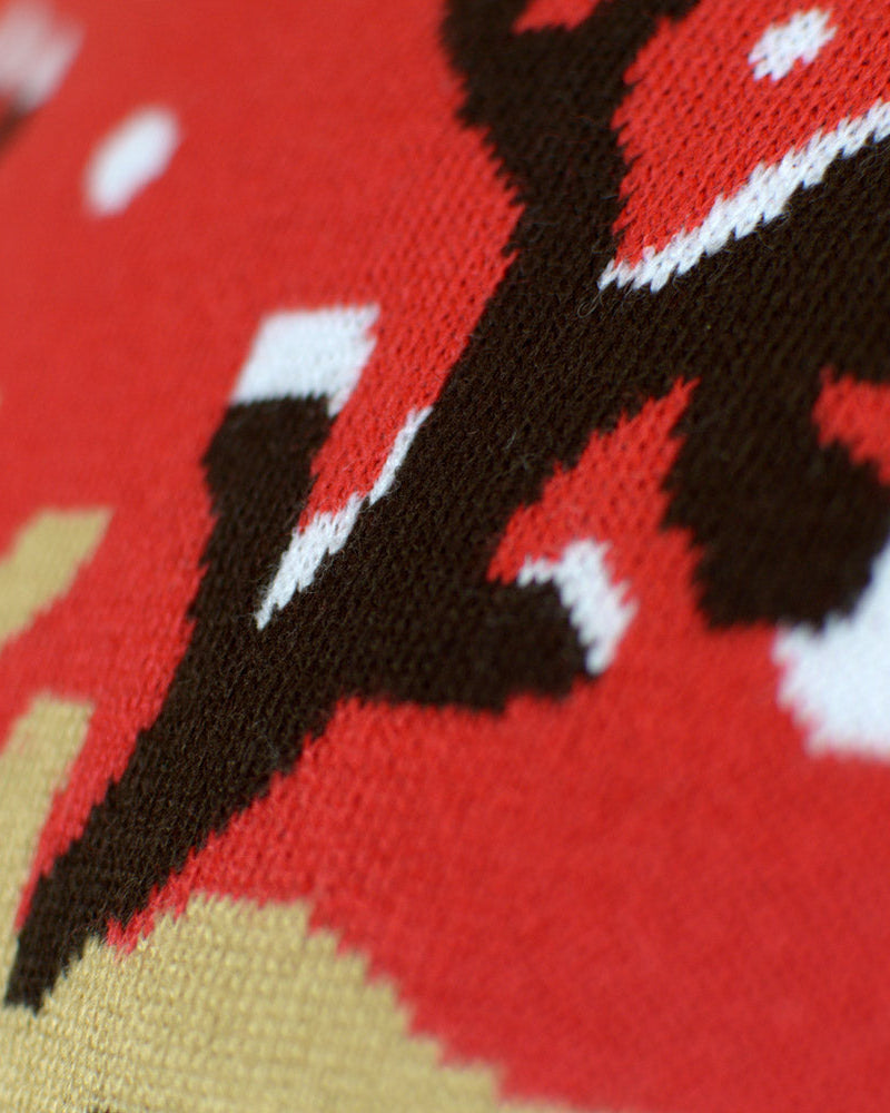 Suéter de Navidad Niña y Niño Reno con Bufanda Algodón Orgánico Detalle