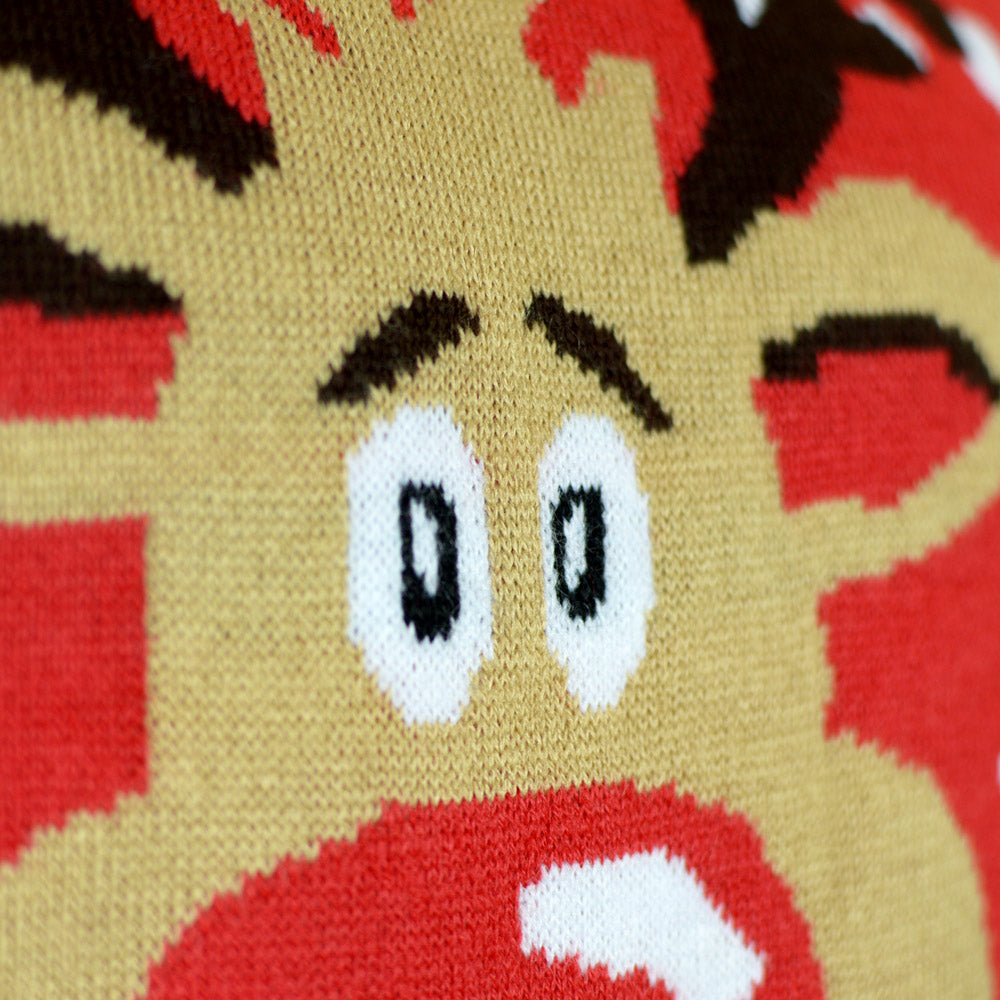 Suéter de Navidad Niña y Niño Reno Rojo con Bufanda Algodón Orgánico