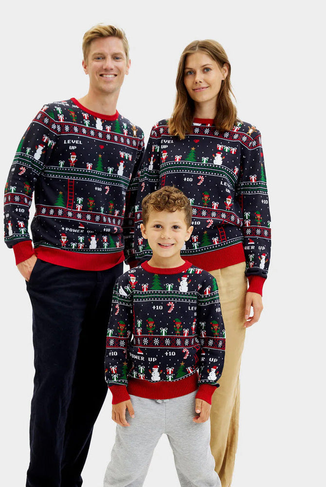 Suéter de Navidad para Niña y Niño Vintage Gaming Familia