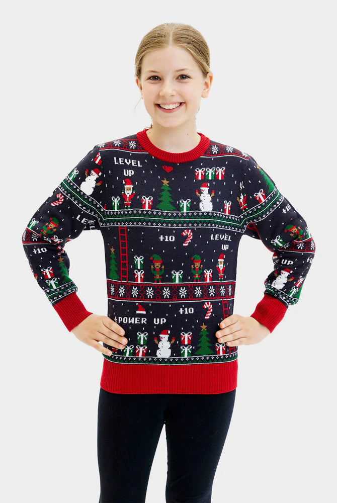 Suéter de Navidad para Niña Vintage Gaming