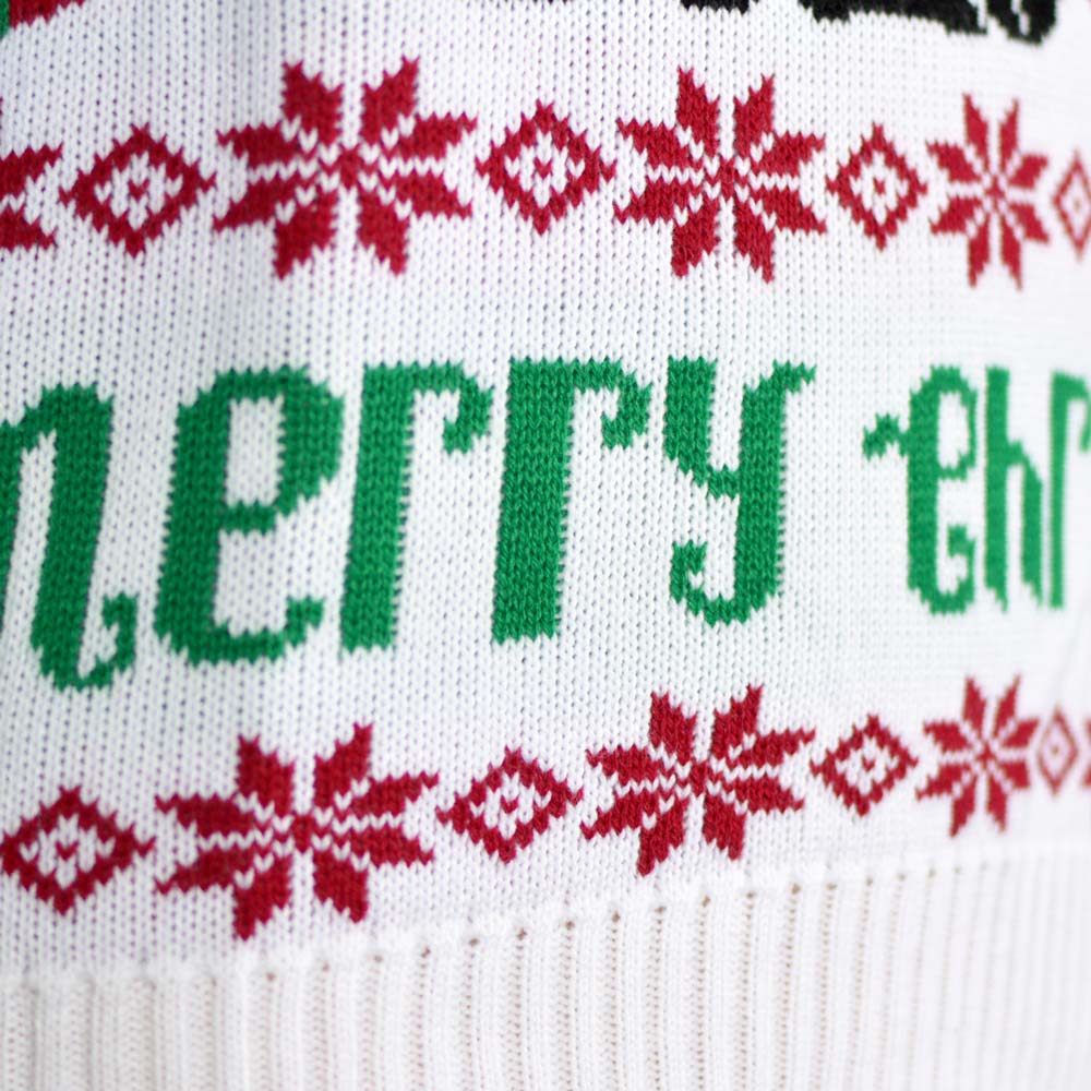 sueter de Navidad Azul Claro Reno y Papá Noel