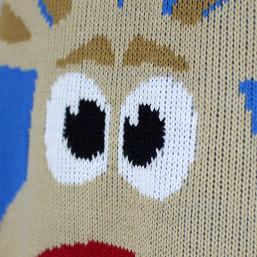 Suéter de Navidad para Familia Azul Claro con Reno y Nieve Detalle