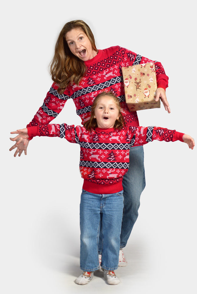 Suéter de Navidad para Familia a juego Rojo Canadá