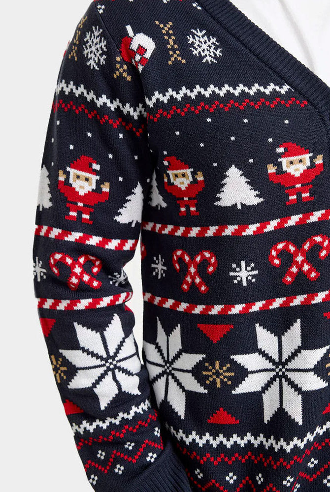 Suéter de Navidad Hombre Cárdigan Azul Estrellas Polares