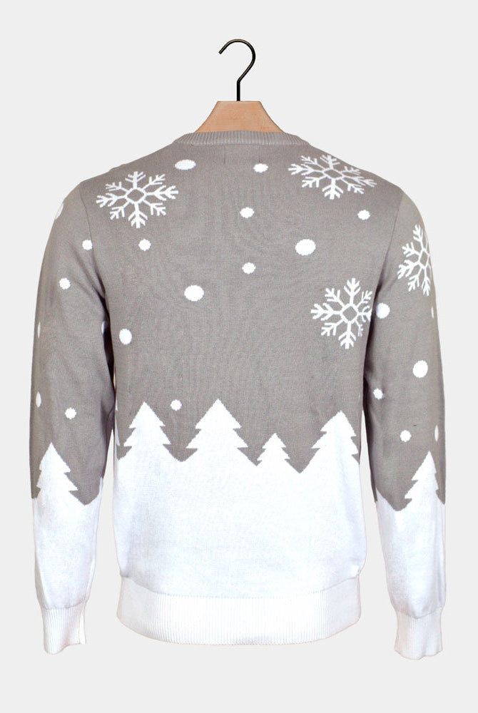 Renas Cute Suéter de Navidad para Hombre Gris