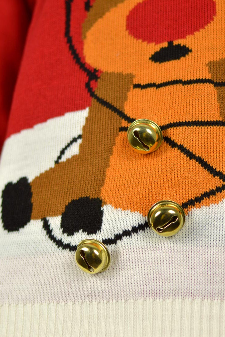 Suéter de Navidad para Hombre Jingle Bells Suck Rojo Cascabeles 3D Detalle