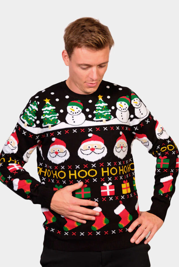 Suéter de Navidad para Hombre Santa, Regalos y Muñecos Algodón Orgánico