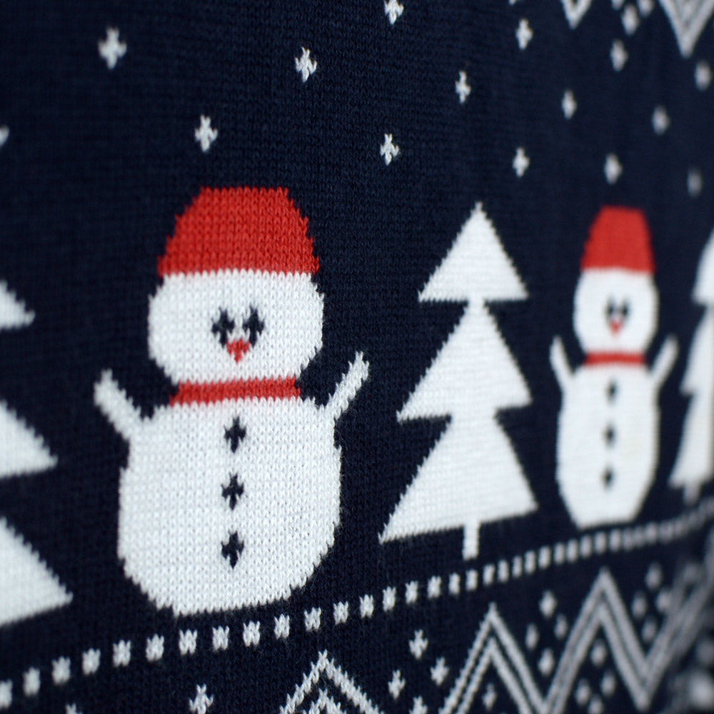 Suéter de Navidad Mujer con Árboles, Muñecos y Papá Noel Algodón Orgánico detalle
