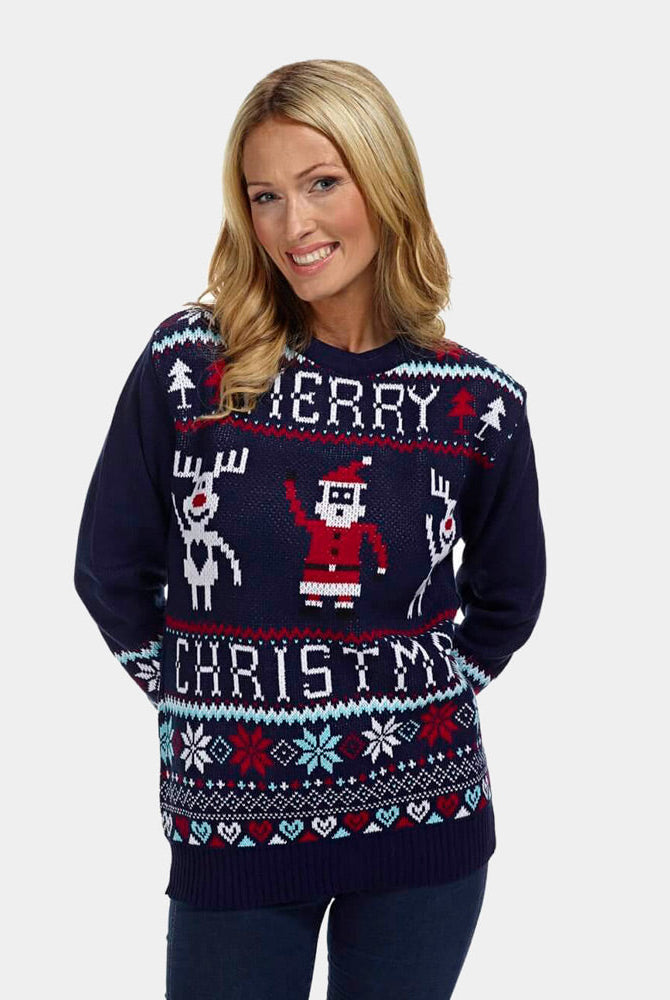 Suéter Navideño Mujer Merry Christmas Azul