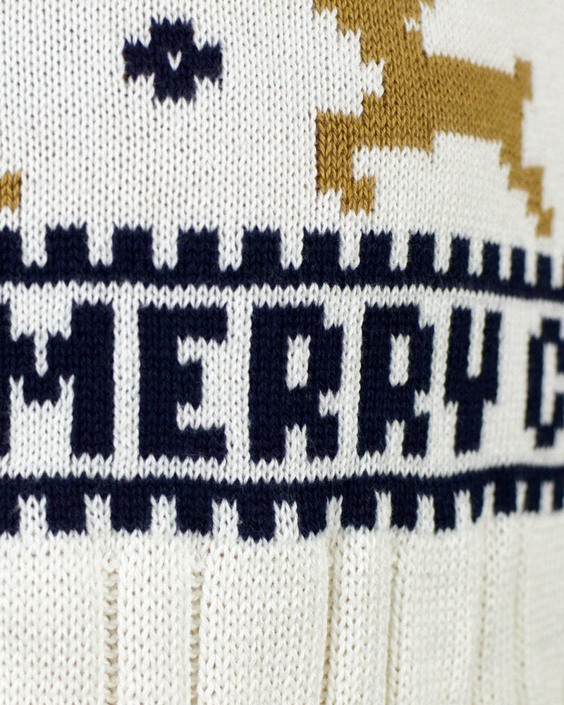 Suéter de Navidad para Mujer Elegante Blanco con Renos Algodón Orgánico Detalle