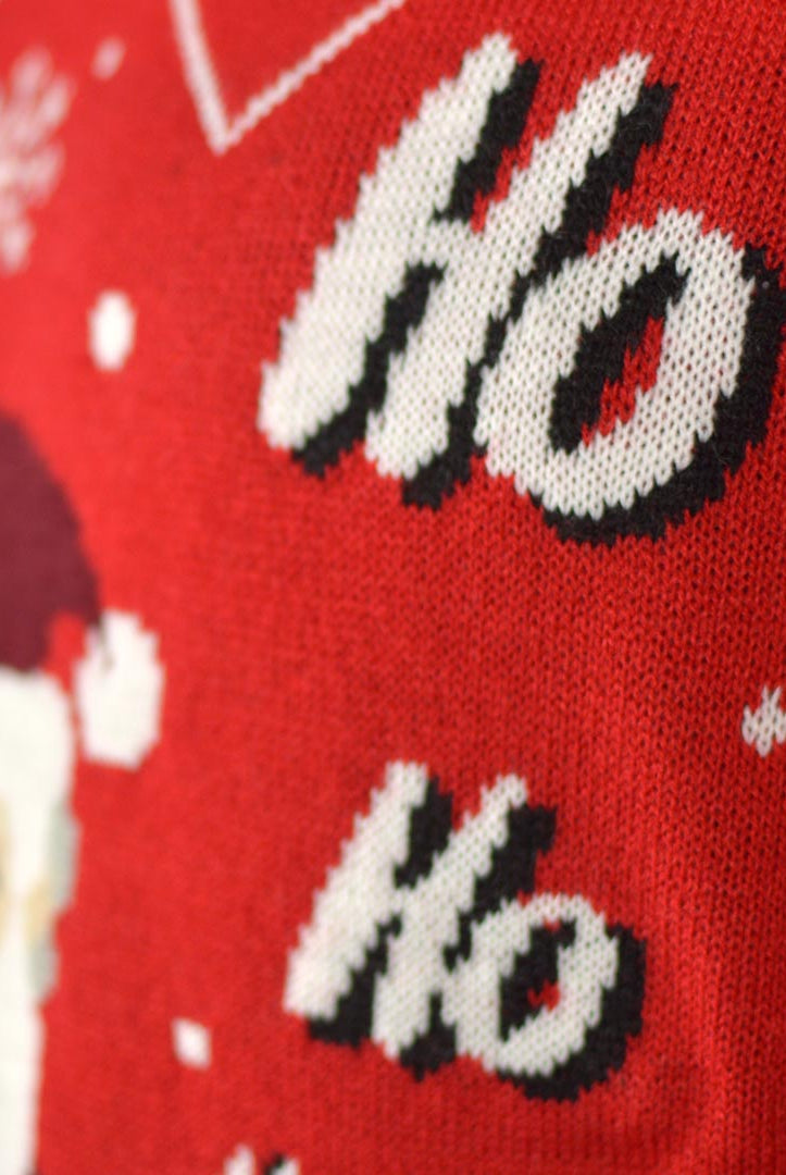 Suéter de Navidad para Mujer con Papá Noel Entrando por la Chimenea Detalle