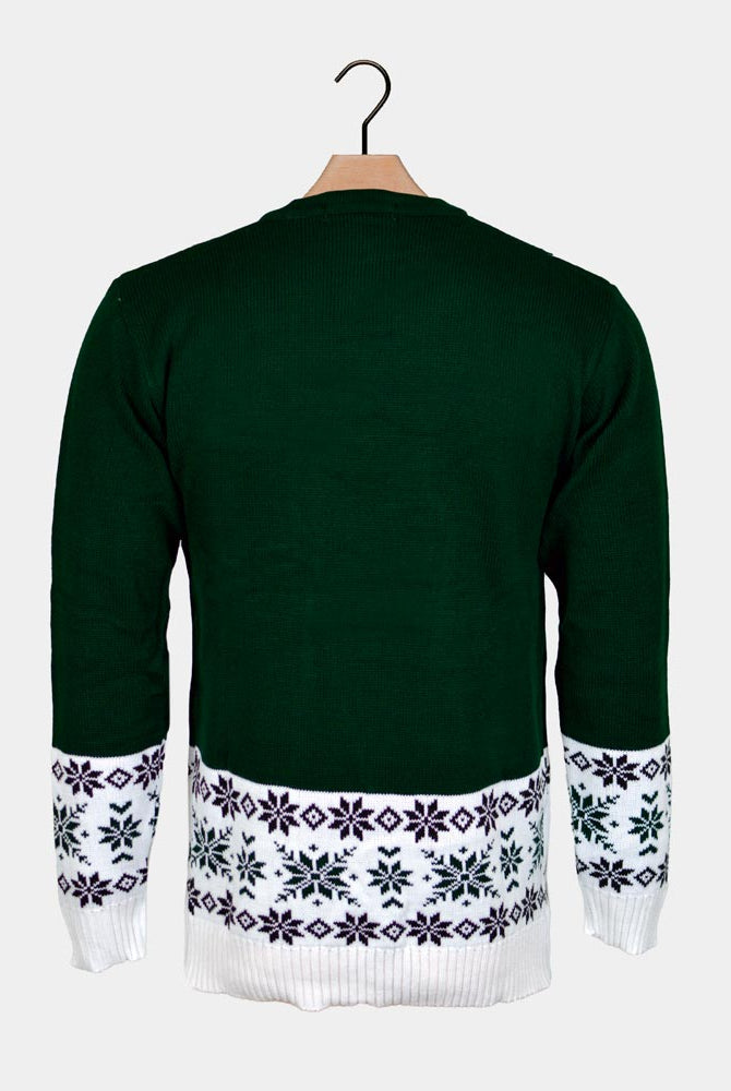 sueter de Navidad para Mujer Verde con Reno Patinando Espalda
