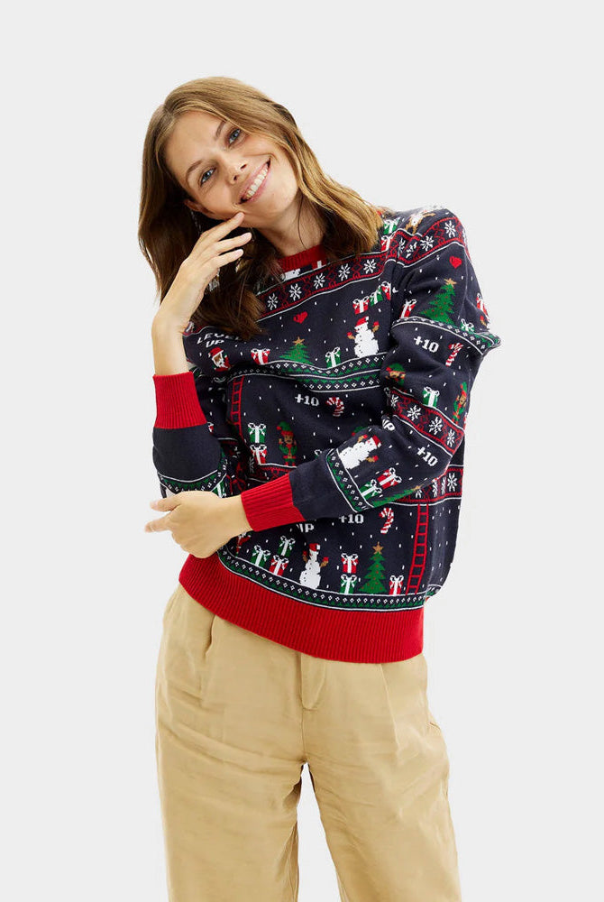 Suéter de Navidad Mujer Vintage Gaming