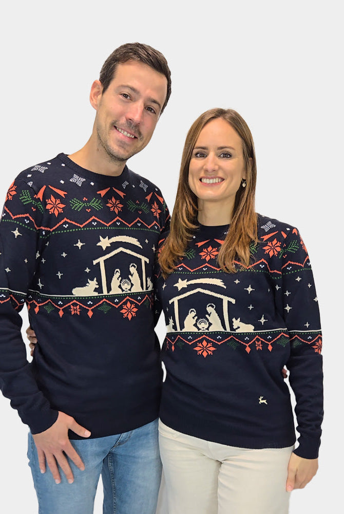 Suéter de Navidad Parejas Portal de Belén
