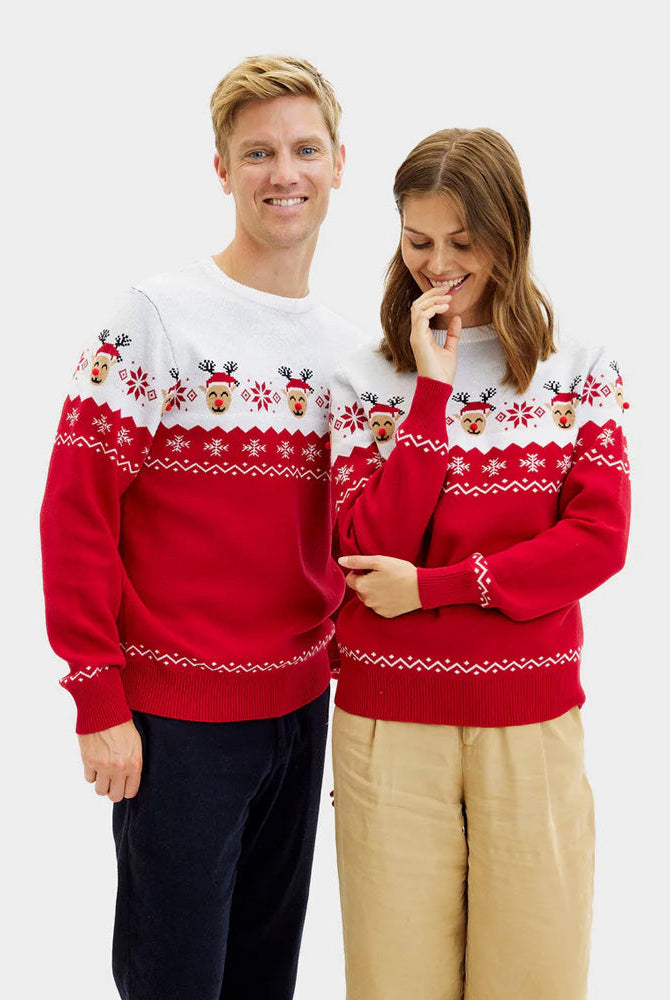 Suéter de Navidad de Pareja Reno Adorable