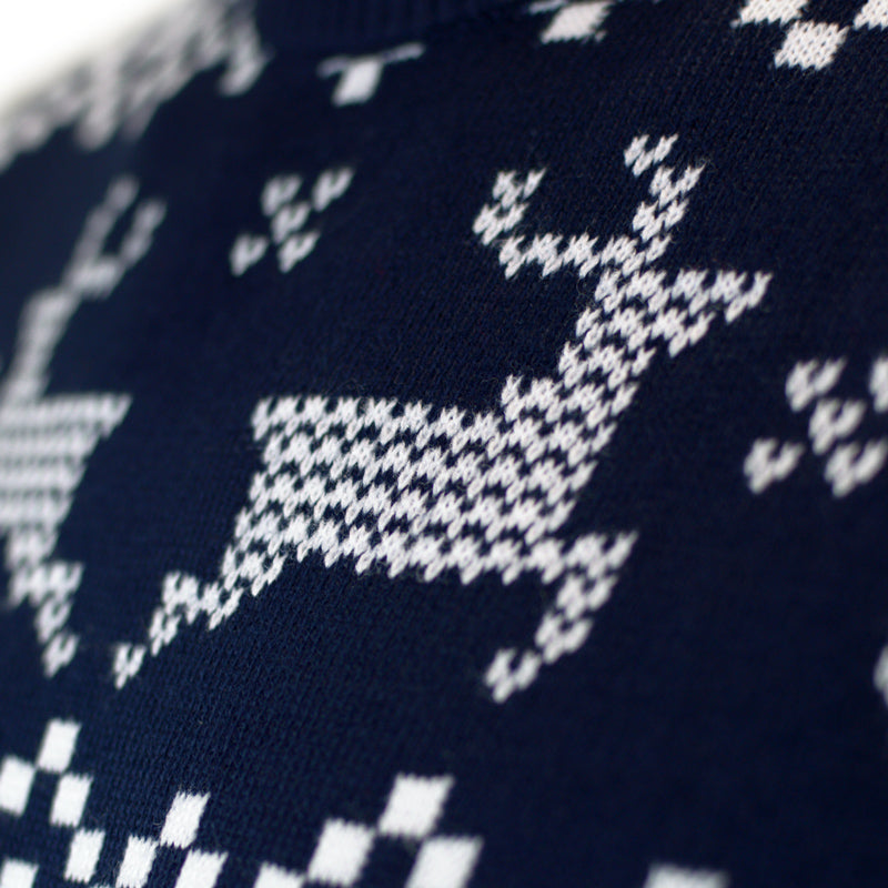 Suéter de Navidad Parejas Azul Polo Norte reno