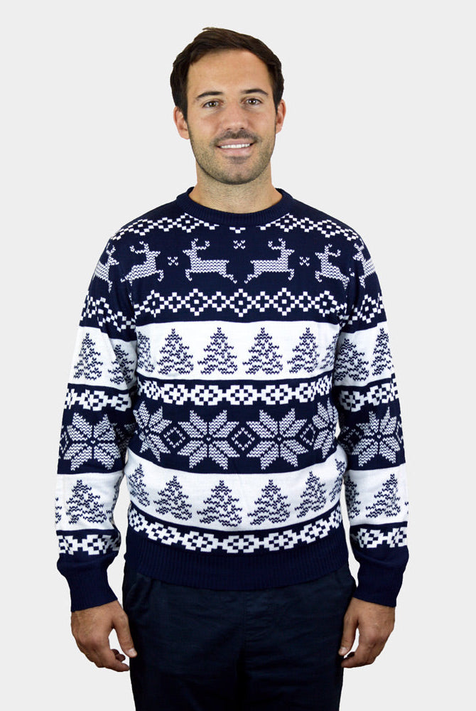 Suéter de Navidad Parejas Azul Polo Norte hombre