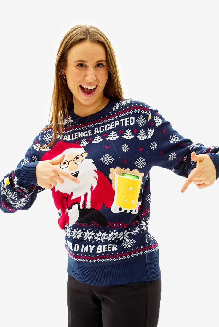 mujer Suéter de Navidad Parejas Beer Pocket 3D