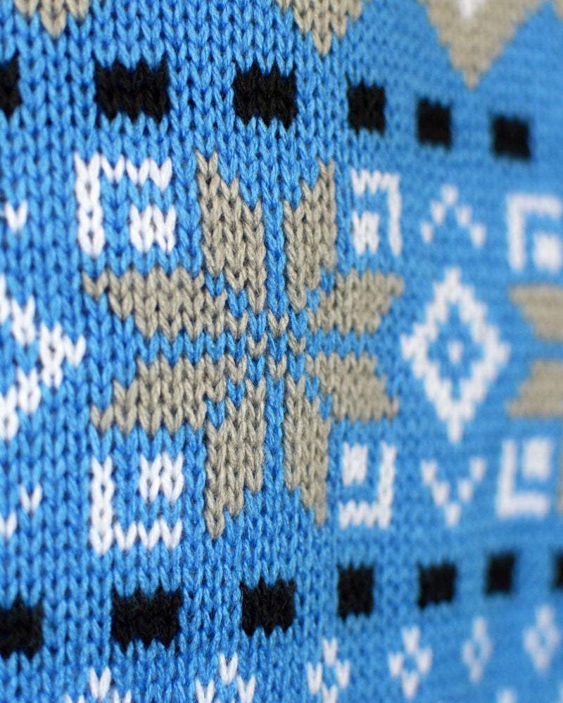 Suéter de Navidad Parejas Blanco, Gris y Azul con Renos Elegante Detalle