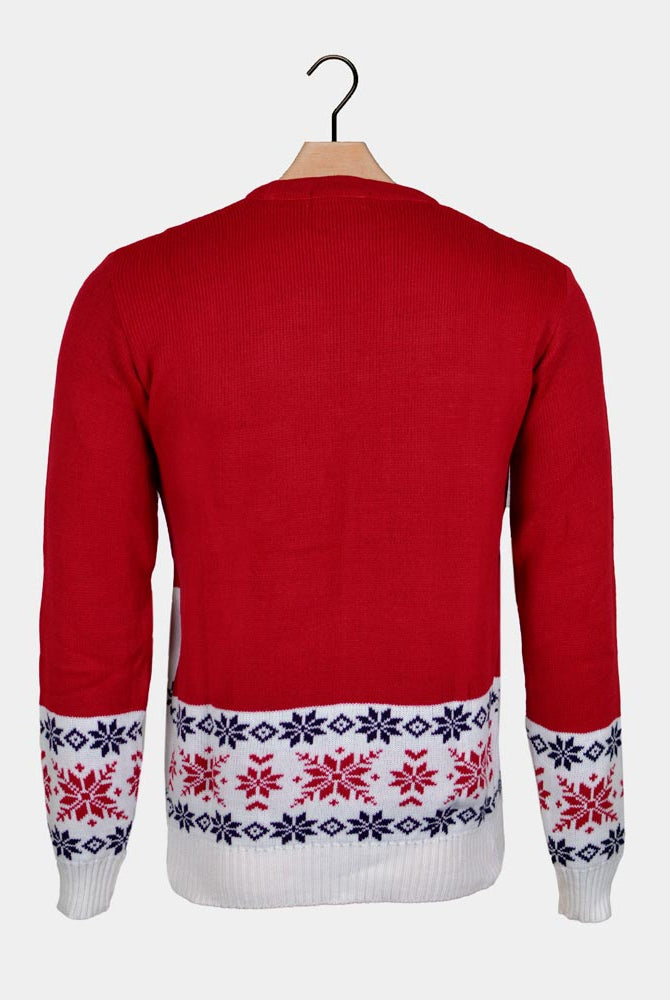 sueter de Navidad Parejas con Reno Patinando Rojo Espalda