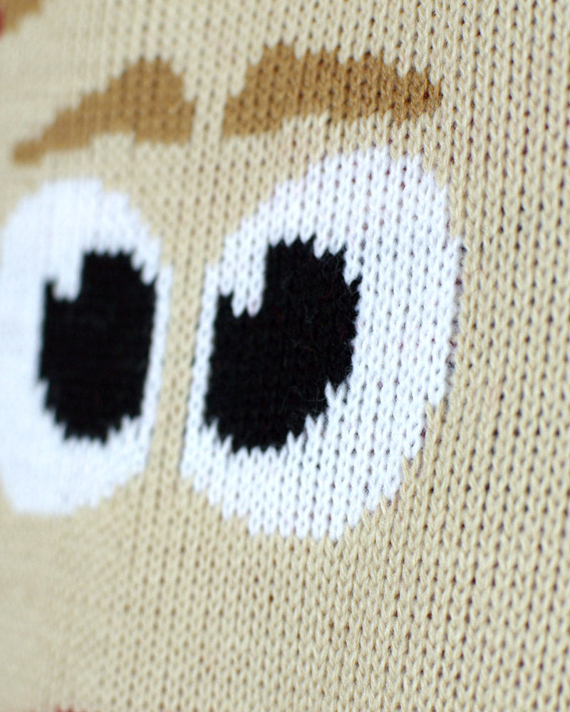 Suéter de Navidad Parejas con Reno y Nieve Rojo Detalle