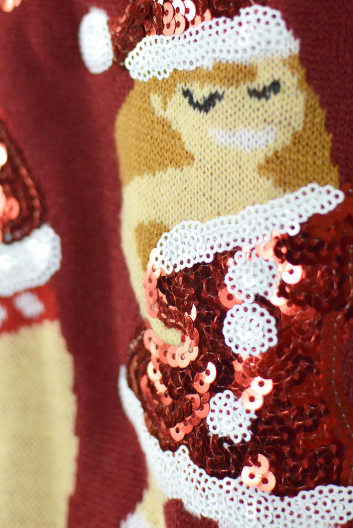 Suéter de Navidad Parejas Jingles Ladies Lentejuelas Detalle