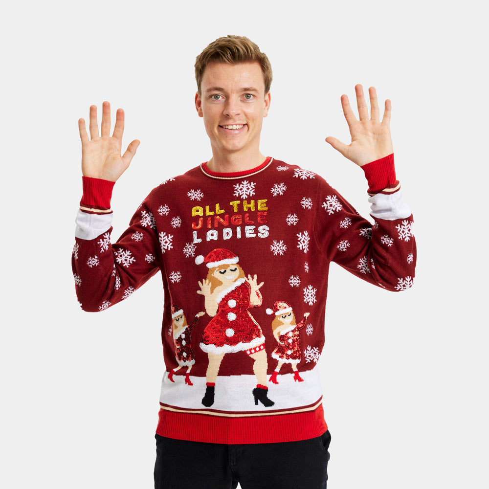 Suéter de Navidad Parejas Jingles Ladies Lentejuelas Hombre