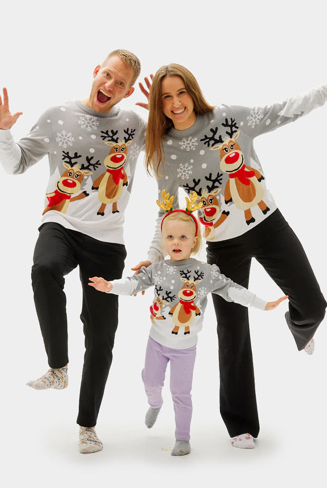 Suéter de Navidad Parejas Gris Renas Cute