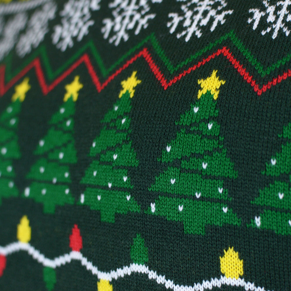 Suéter de Navidad Parejas Verde Happy Holidays Árbol