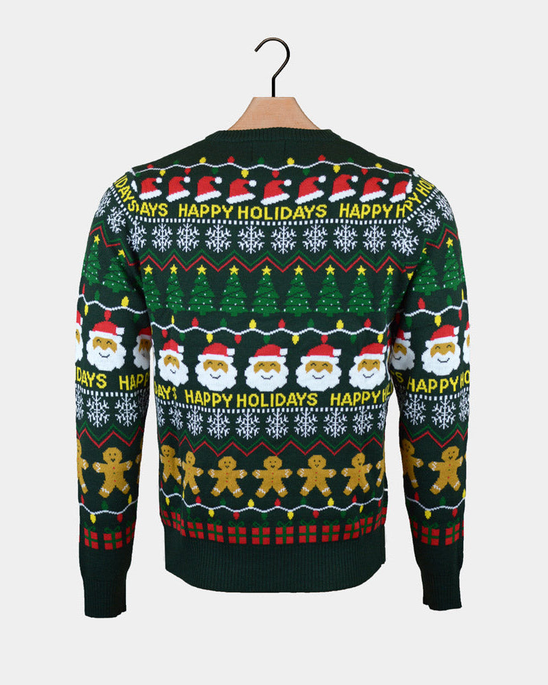 Suéter de Navidad Parejas Happy Verde Holidays