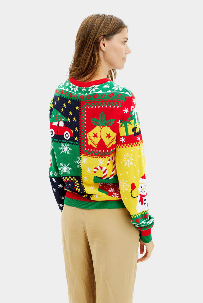 Suéter de Navidad Mujer Patchwork Algodón Orgánico