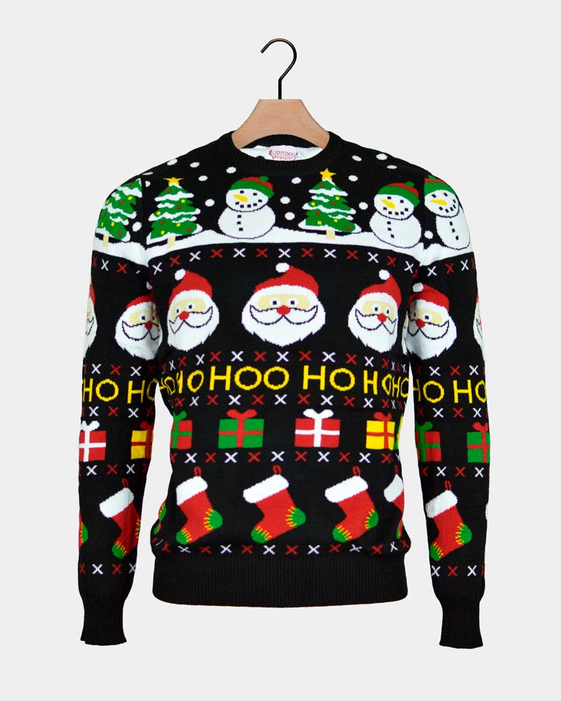 Suéter de Navidad para Hombre Santa, Regalos y Muñecos Algodón Orgánico