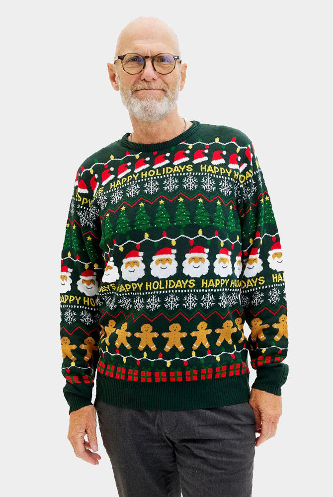 Suéter de Navidad Verde Happy Holidays Hombre