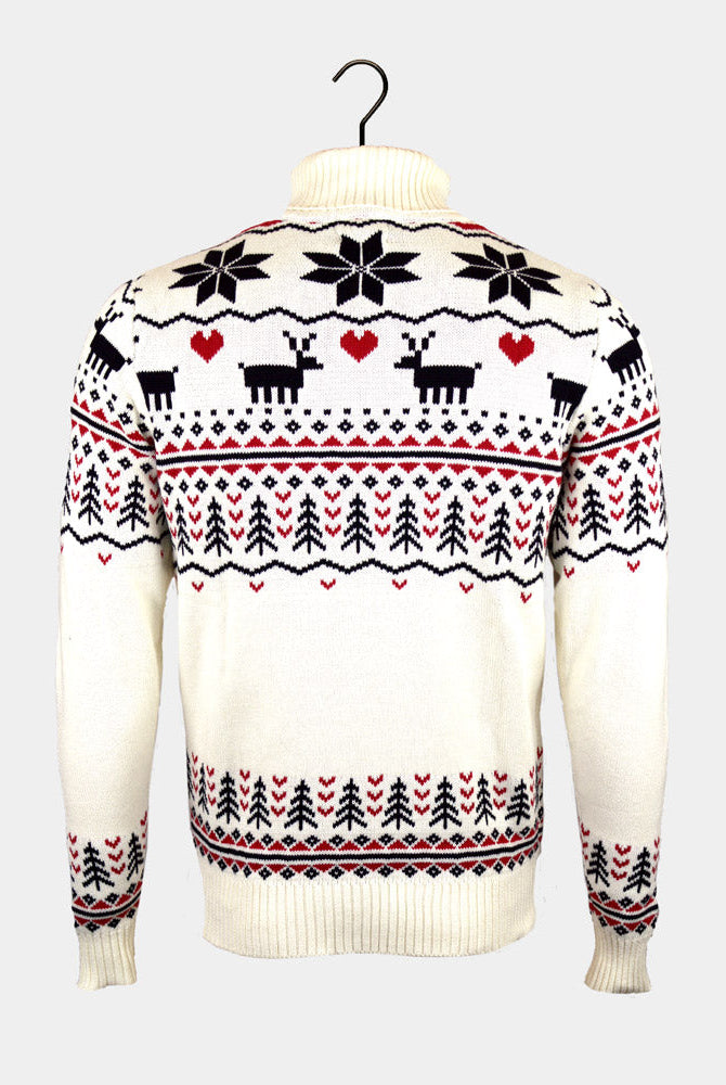Suéter de Navidad cuello alto Hombre Elegante Beige Orgánico Algodón
