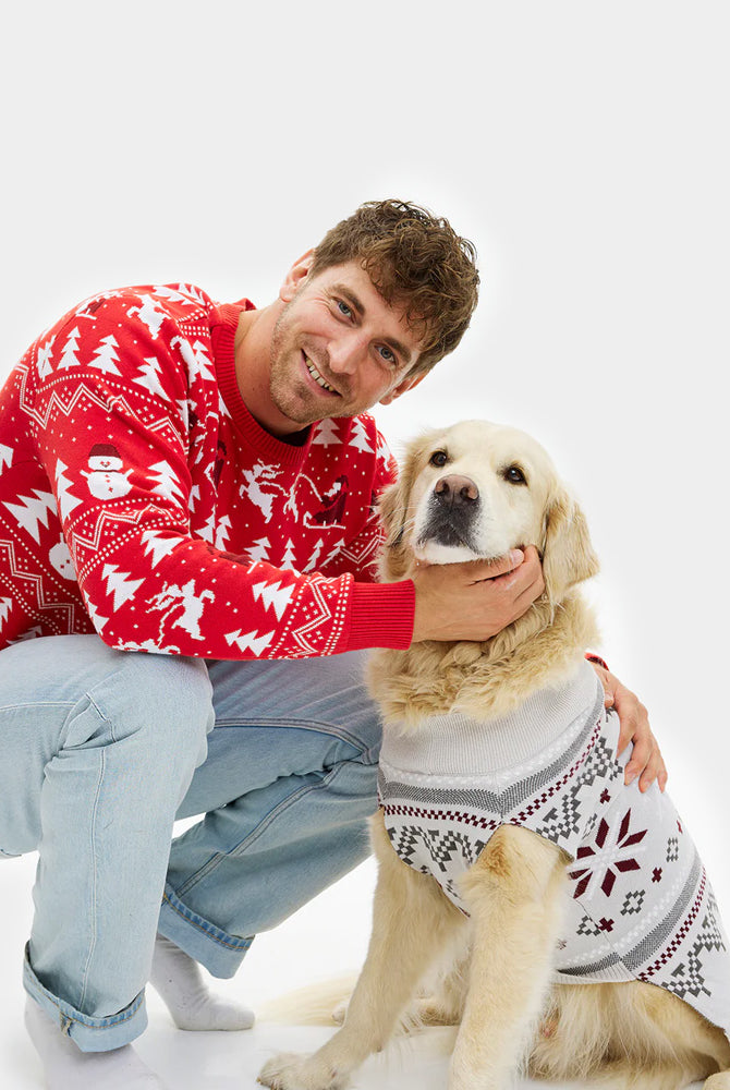 Suéter de Navidad para Perros Gris Estrellas Polares Hombre