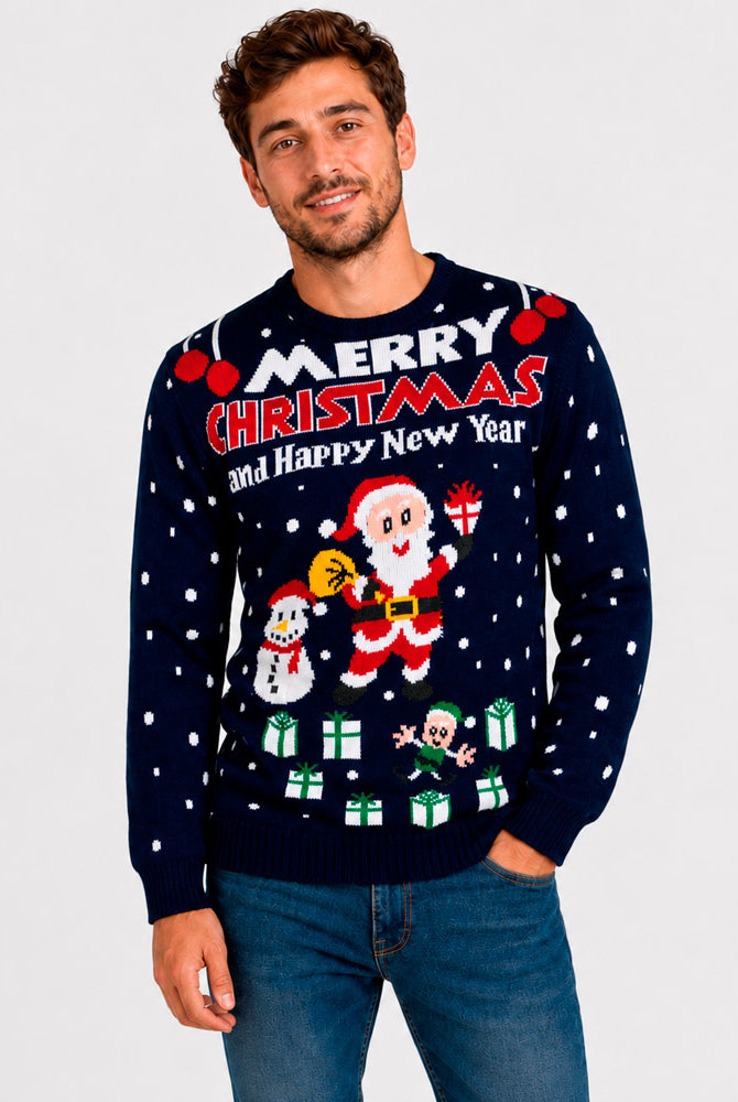 Suéter Navideño para Hombre Merry Christmas and Happy New Year