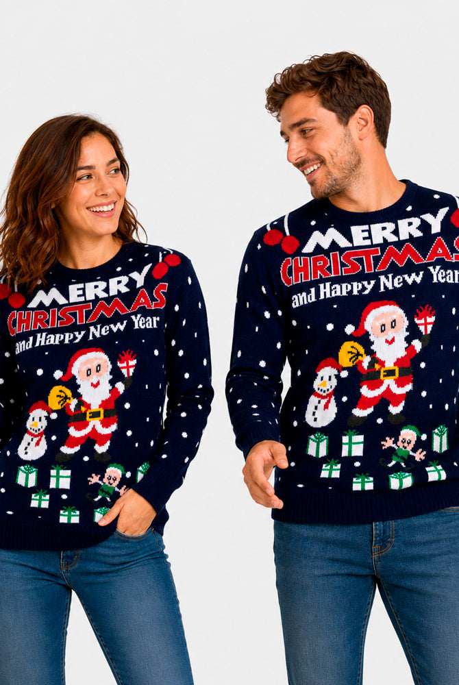 Suéter Navideño Pareja Hombre Merry Christmas and Happy New Year