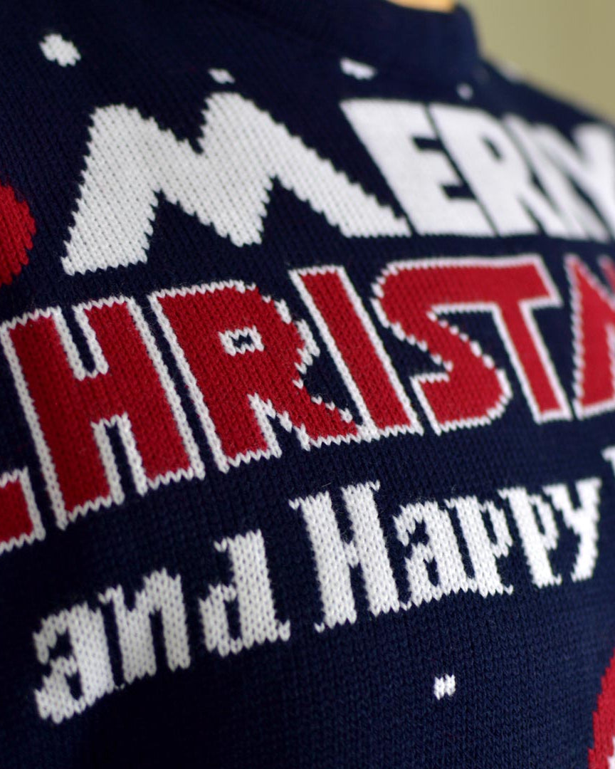 sueter Navideño para Mujer Merry Christmas and Happy New Year Detalle