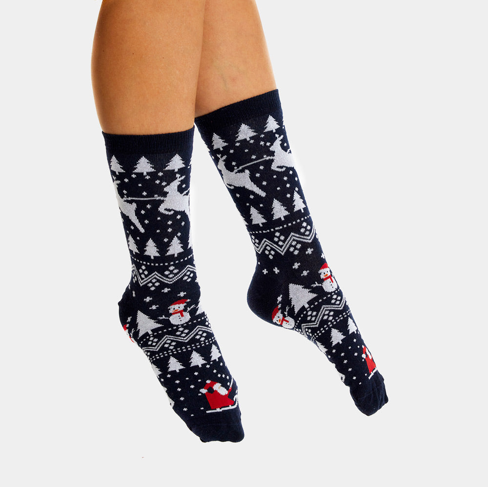 Calcetines Navideñas Unisex Árboles, Muñecos y Papá Noel Hombre Mujer