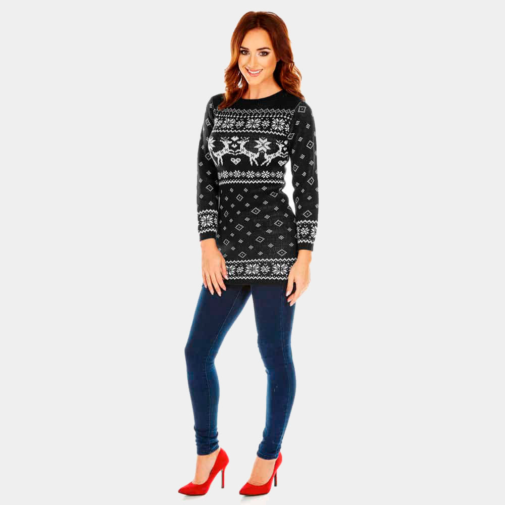 Vestido mujer Navideña Negro con Renos