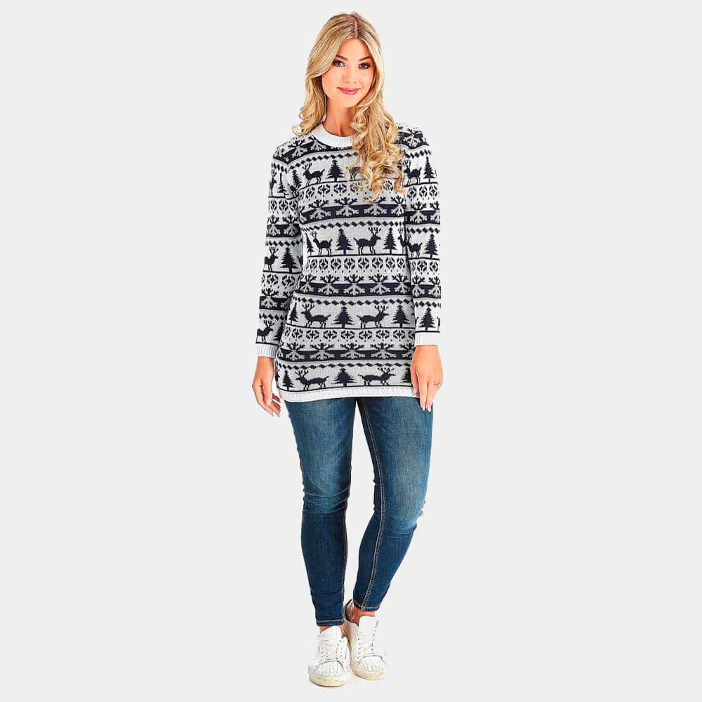 Vestido Navideña Renos, mujer Árboles y Nieve