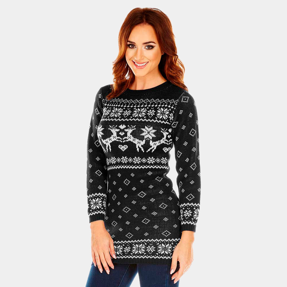 Vestido Navideña mujer Negro con Renos