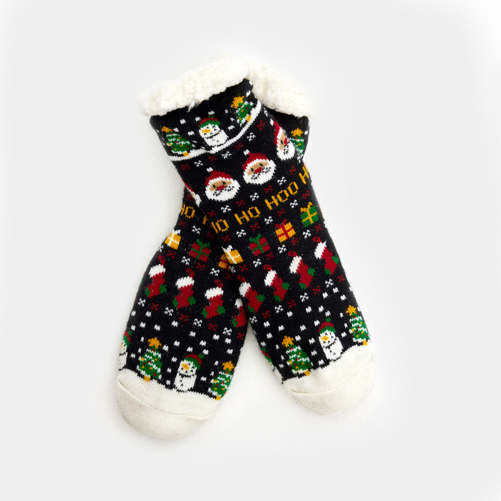 Calcetas Navideñas Afelpadas Santa, Muñecos y Regalos