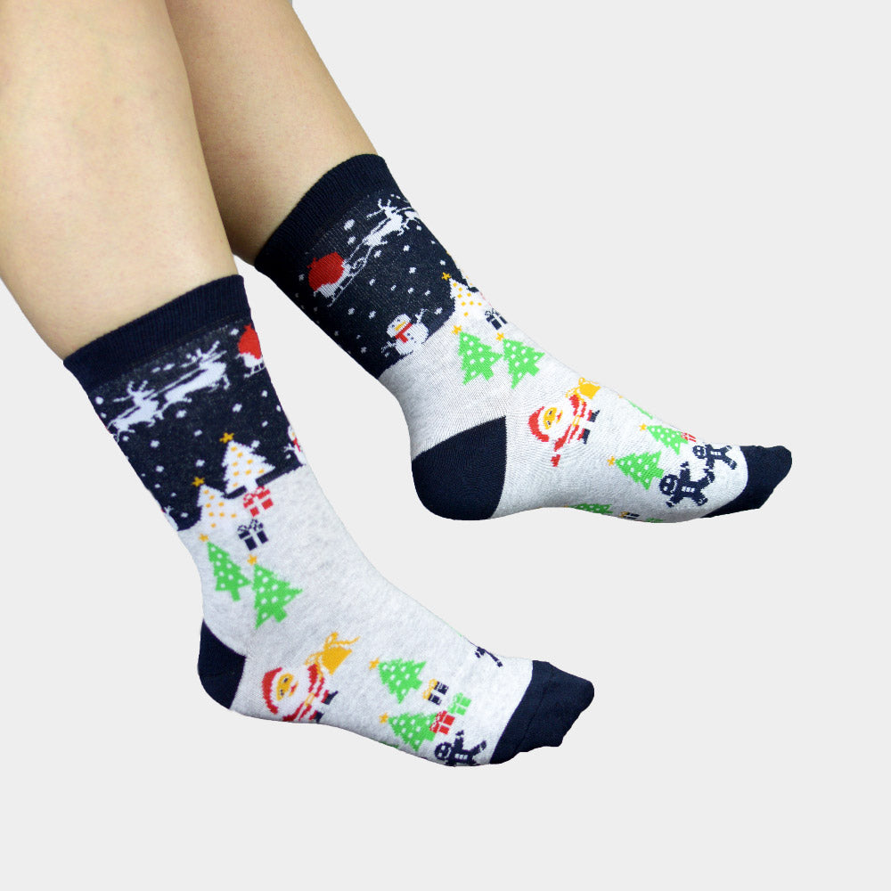 Calcetines Navideñas con Muñeco de Nieve y Árboles Navideñas