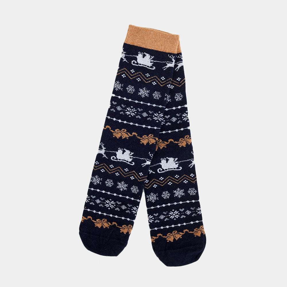 Calcetines Navideñas Unisex Azules con Cenefas